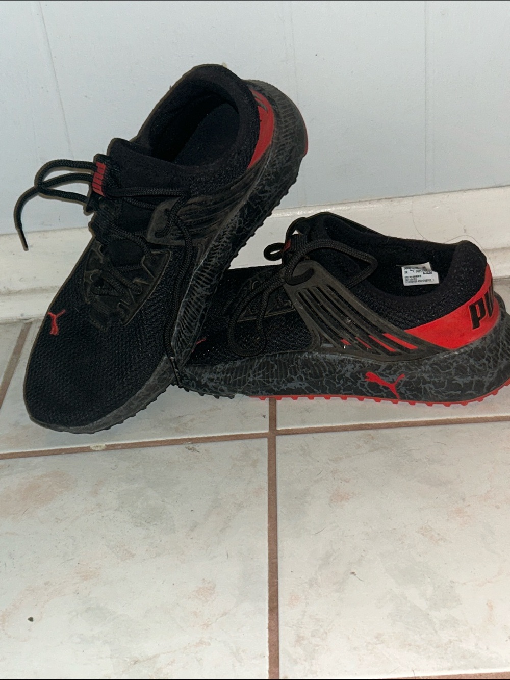 Puma Black with Red Accent Training Sneakers